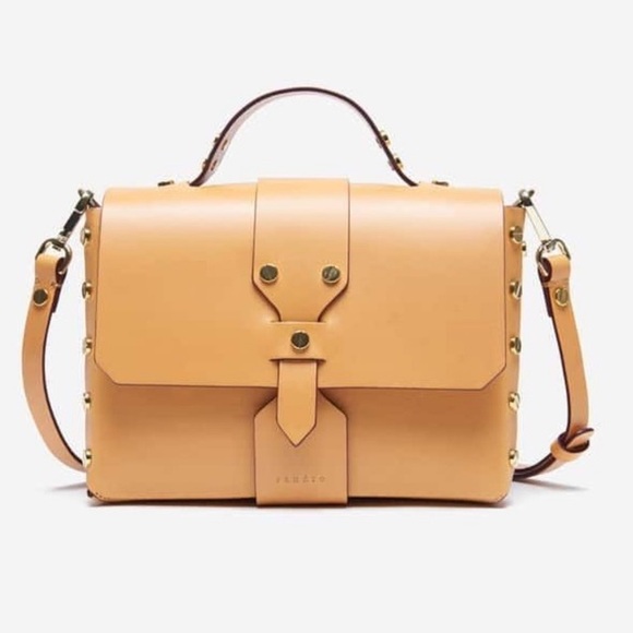 Sandro Paris Light Tan Leather Abby Cartable Leather Satchel - Picture 6 of 14